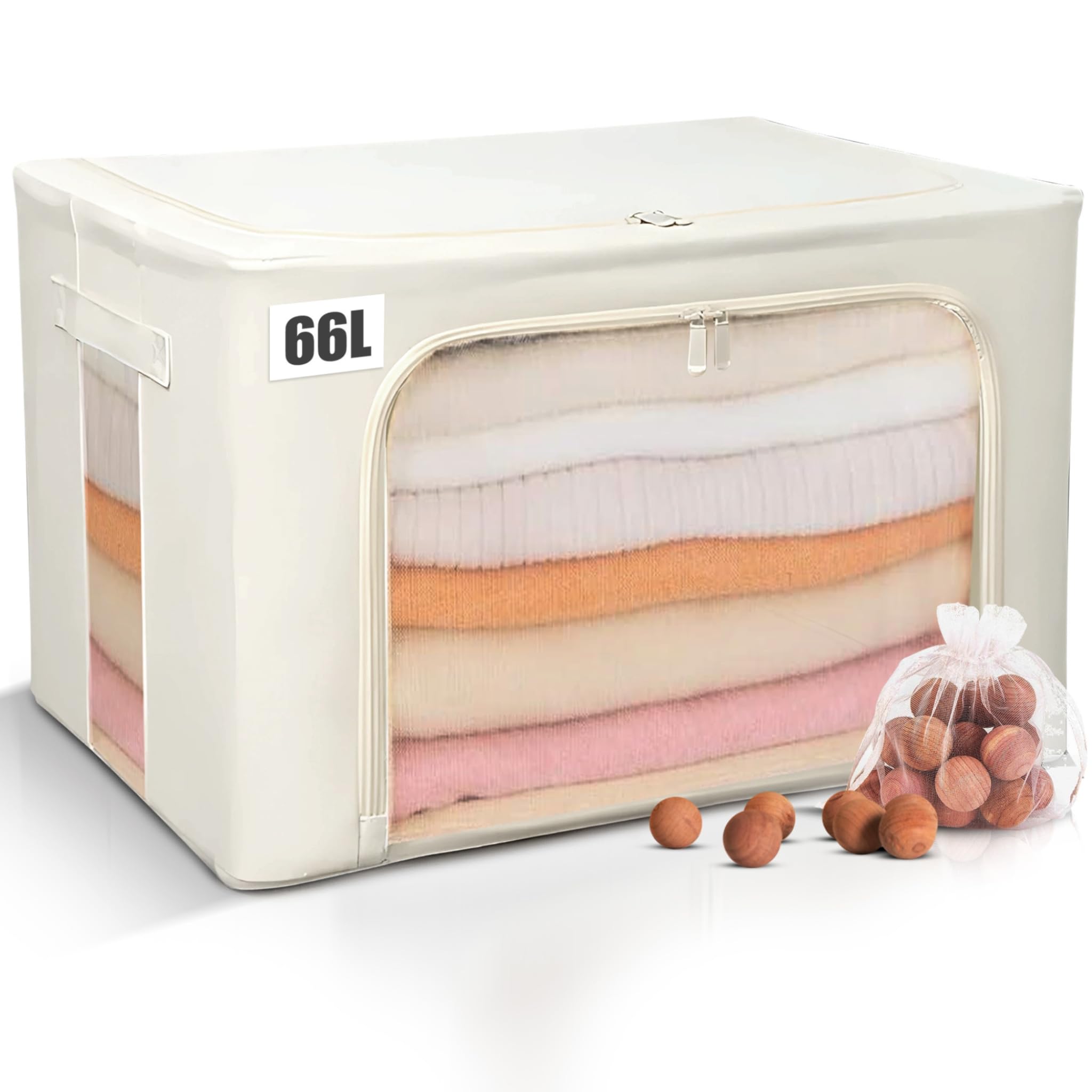 Borsa portaoggetti grande in cashmere da 66 l, con 1 borsa in cedro rosso naturale, impilabile, per maglioni, cappotti invernali, coperte, organizer pieghevole per lana, vestiti, maglieria
