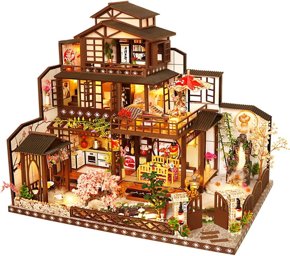 Amazon.co.jp Diyドールハウスキットミニチュアビルディングモデルビッグドールハウス家具ヴィンテージ日本のコートヤードキッズ