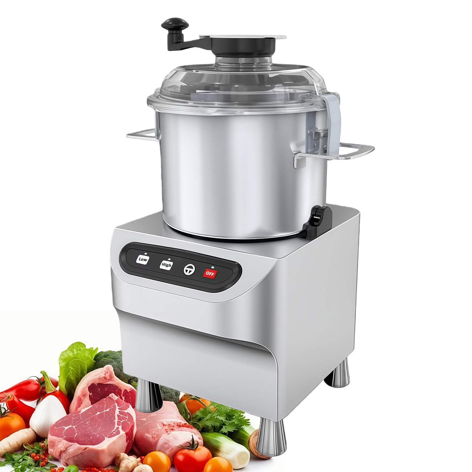 BANGBANGJI Robot culinaire Professionnel, 1500 W, pour la préparation de la Viande et des légumes, avec Lame en S et racleur, pour hacher Les légumes, Les Fruits, Les cacahuètes et la Viande 5L