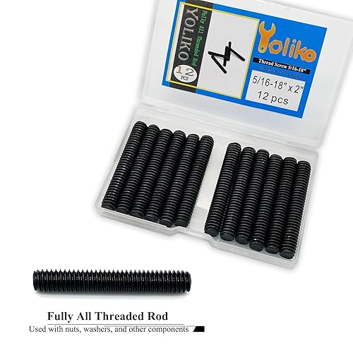 Miniatura 68 de 8 piezas de zinc plateado completamente roscado varilla de acero al carbono tornillo de rosca larga 5/16x3 para muebles jardín barandilla montaje