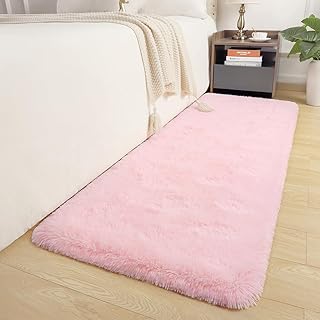 DETUM Pink Rug for Girls Room Decor, 2X6 Runner Rugs for Bedroom Fluffy Furry Area Rugs for Kids Bedroom, Long Rugs for Ha...
