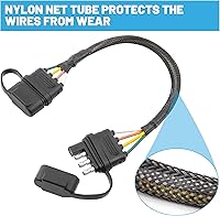 Vista 8 de Oyviny Adaptador de remolque plano de 7 vías a hoja de 4 vías + extensión de remolque Oyviny de 4 pines de 12 pulgadas
