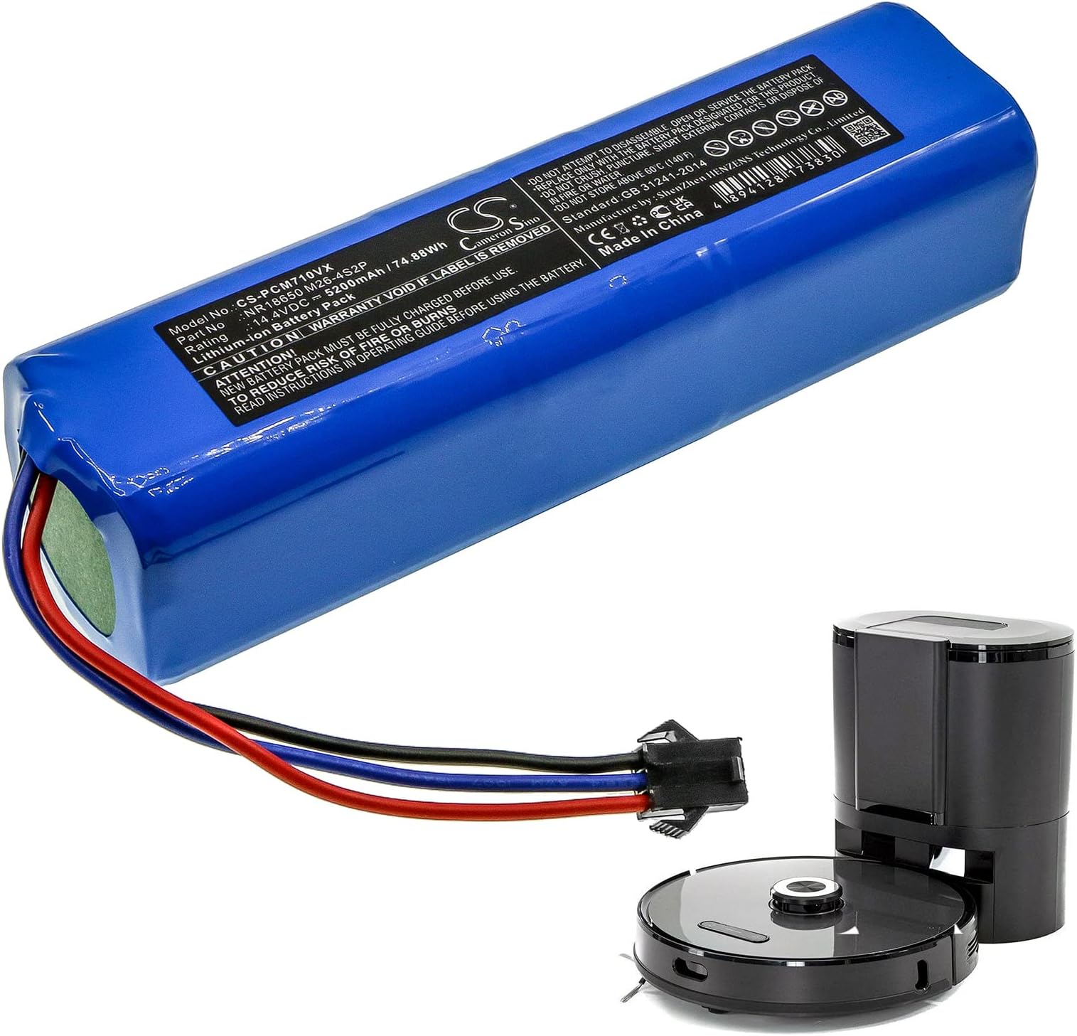 5200 mAh Replacement Battery for Proscenic M7 Pro, LDS M7 Pro, M8 Pro, M7 Max, U6, Viomi S9, Viomi D800, Lenovo LR1, UONI V980 Max, V980 Plus