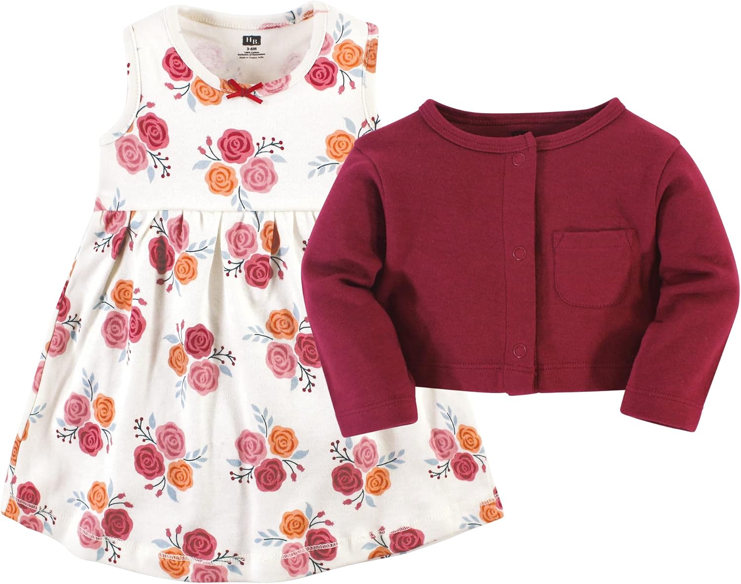 Hudson Baby Baby Girls' Cotton Dress and Cardigan Set 3T Autumn Rose image 3 of 5 B09YKN5B2V