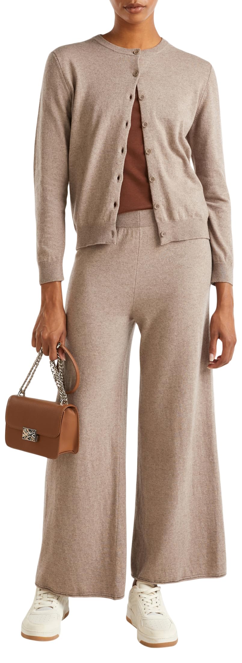 United Colors of Benetton Women's Cardigan Sweater, Brown, XL