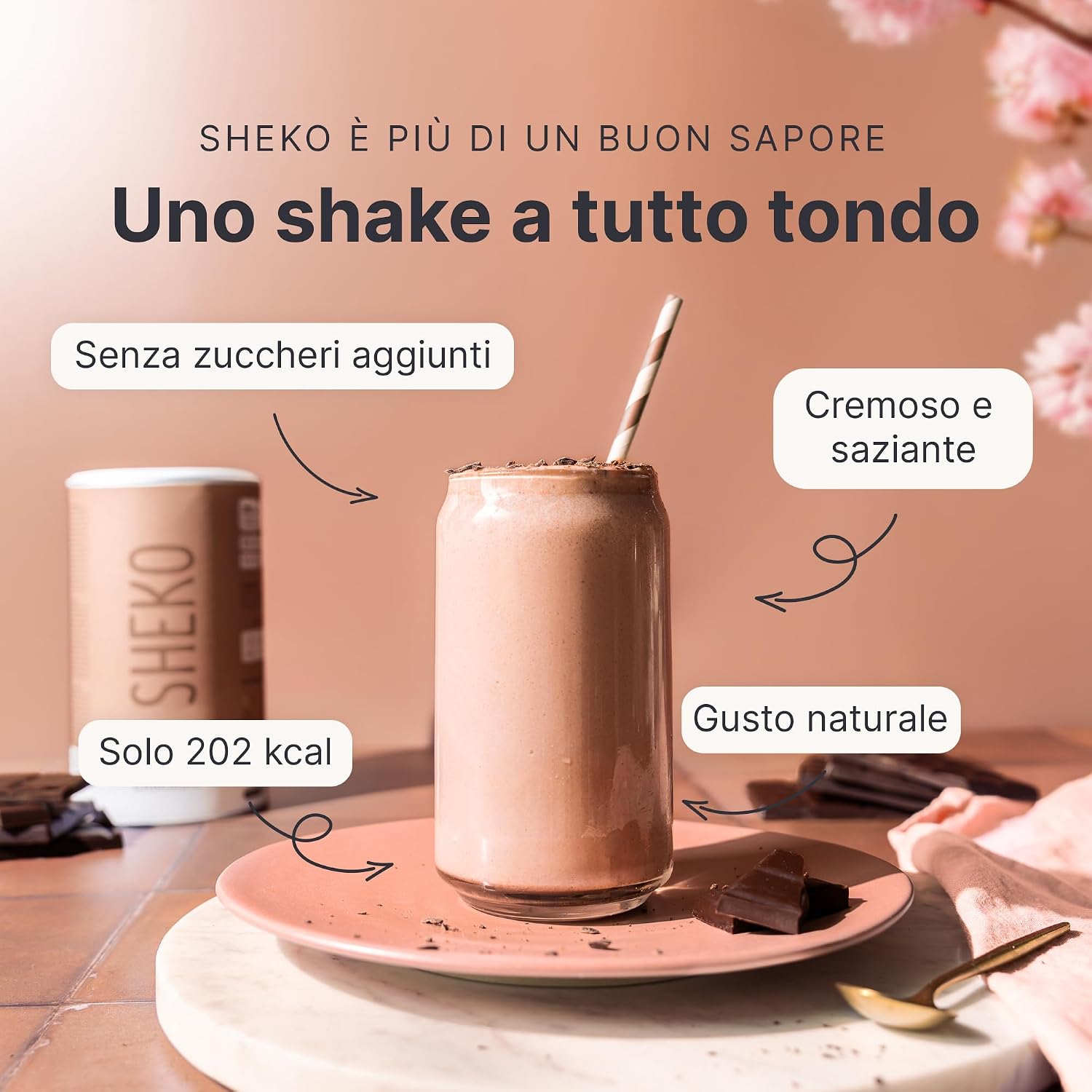 SHEKO - Frullato sostitutivo di base - 21 frullati per barattolo - Alto contenuto proteico - Analyse des détails et conception