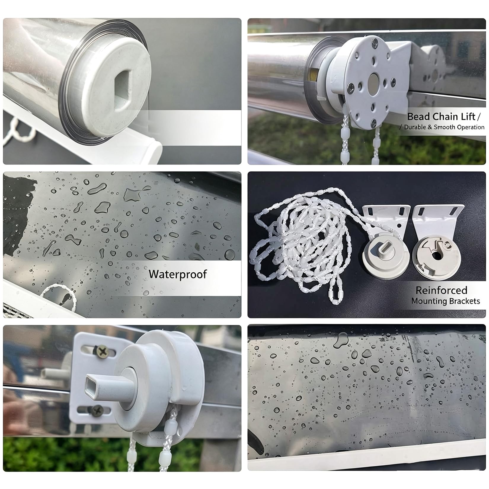 130x250cm Tende a Rullo Trasparenti in PVC per Esterni,Protezione Laterale