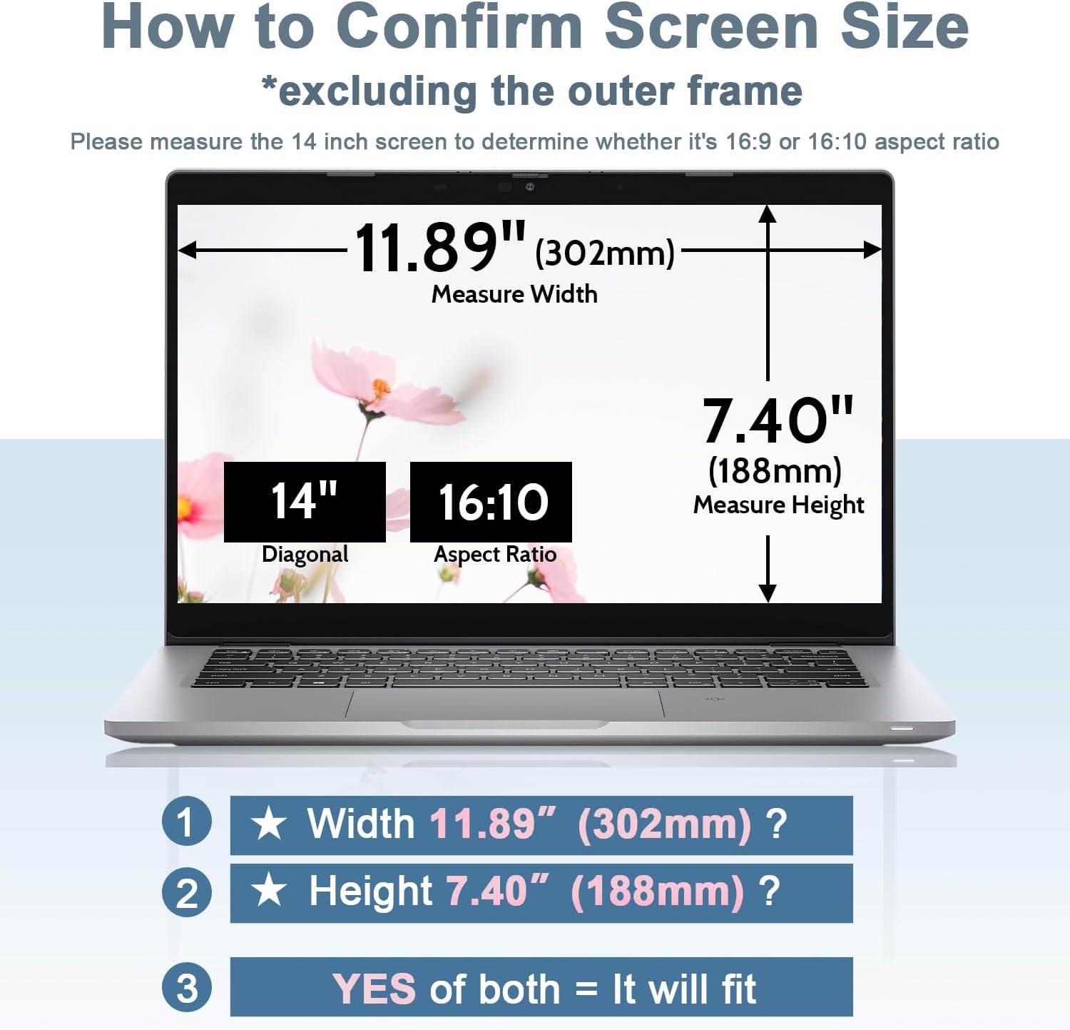 Laptop Privacy Screen 14 Inch for HP Dell Acer Asus Lenovo Thinkpad Envy Xps, 16:10 Aspect IPROKKO Removable 14in Anti Blue Light Glare Privacy Filter Shield, Anti Spy Computer Monitor Security