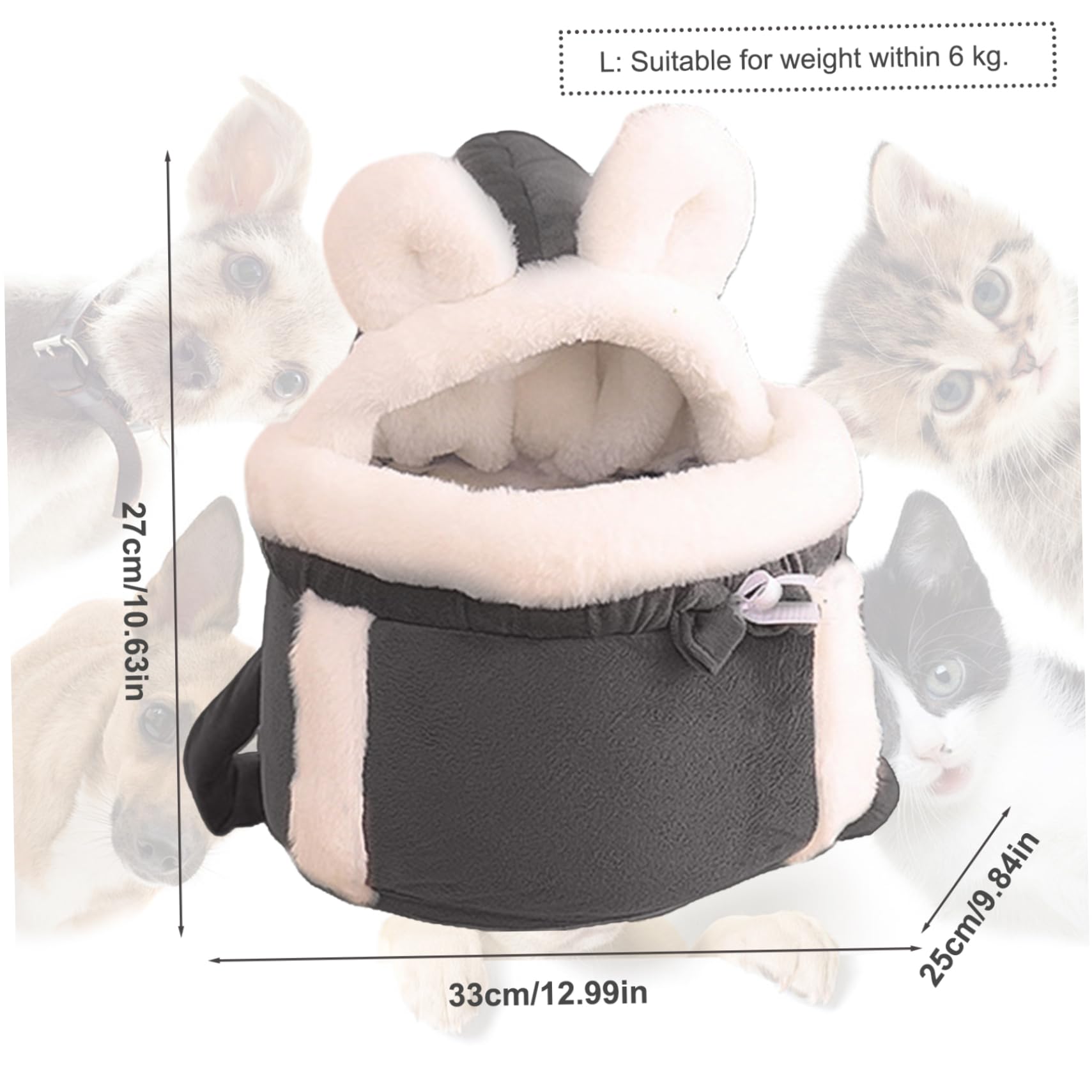 Katzenbeutel Träger weicher & Warmer Katzenhund -Frontträger Doppelpockt Cat Rucksack Träger bequemer Winter -Plüsch -Rucksack für Katzen Haustier Hängende Brustbeutel für Outdoor -Reise, L, Hundevor
