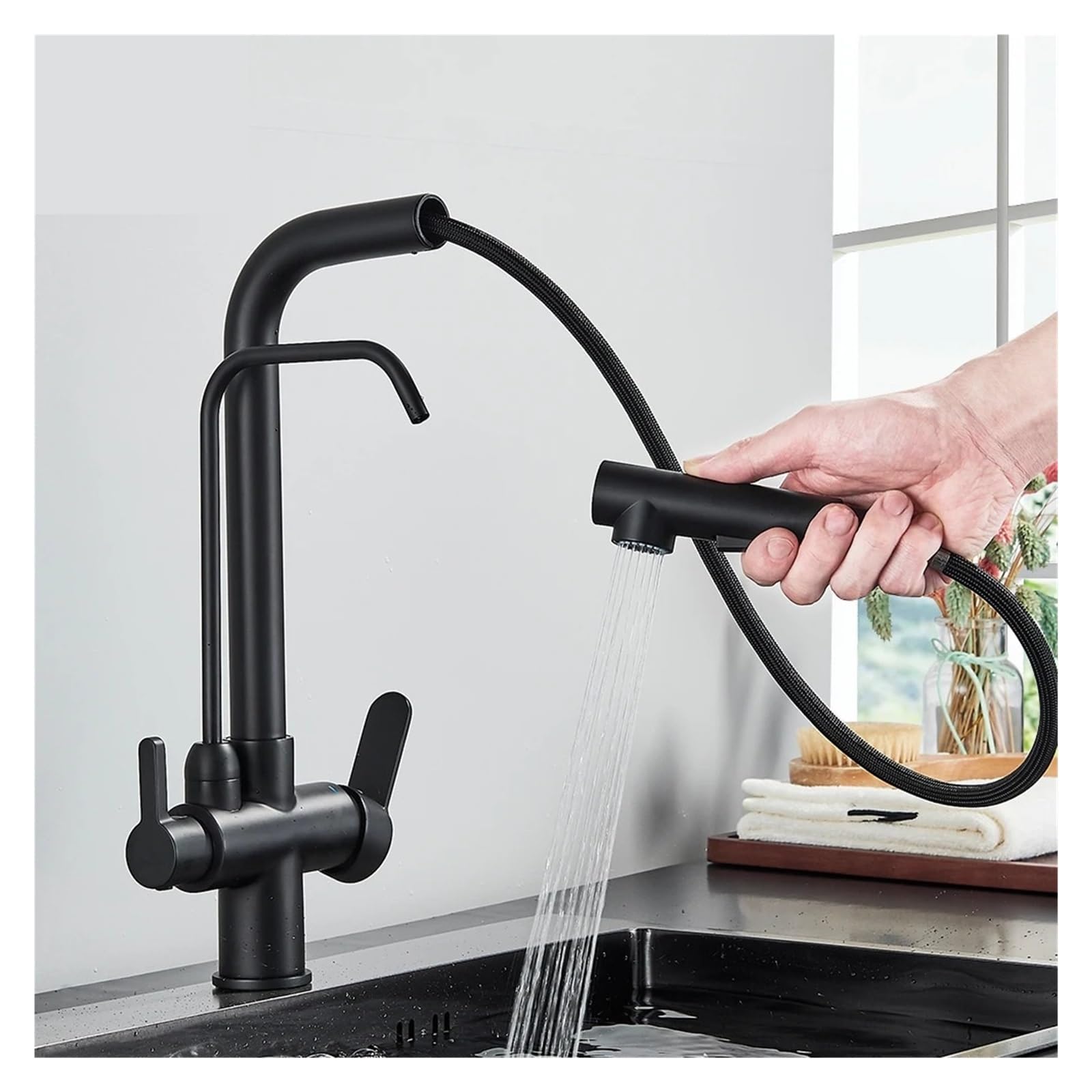 Mitigeur chaud et froid extractible pour nettoyer facilement votre évier