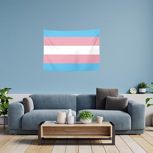 Miniatura 3 de YongColer Tapiz de bandera del orgullo transgénero, decoración de pared trans para dormitorio, sala de estar, dormitorio al aire libre (60 x 40