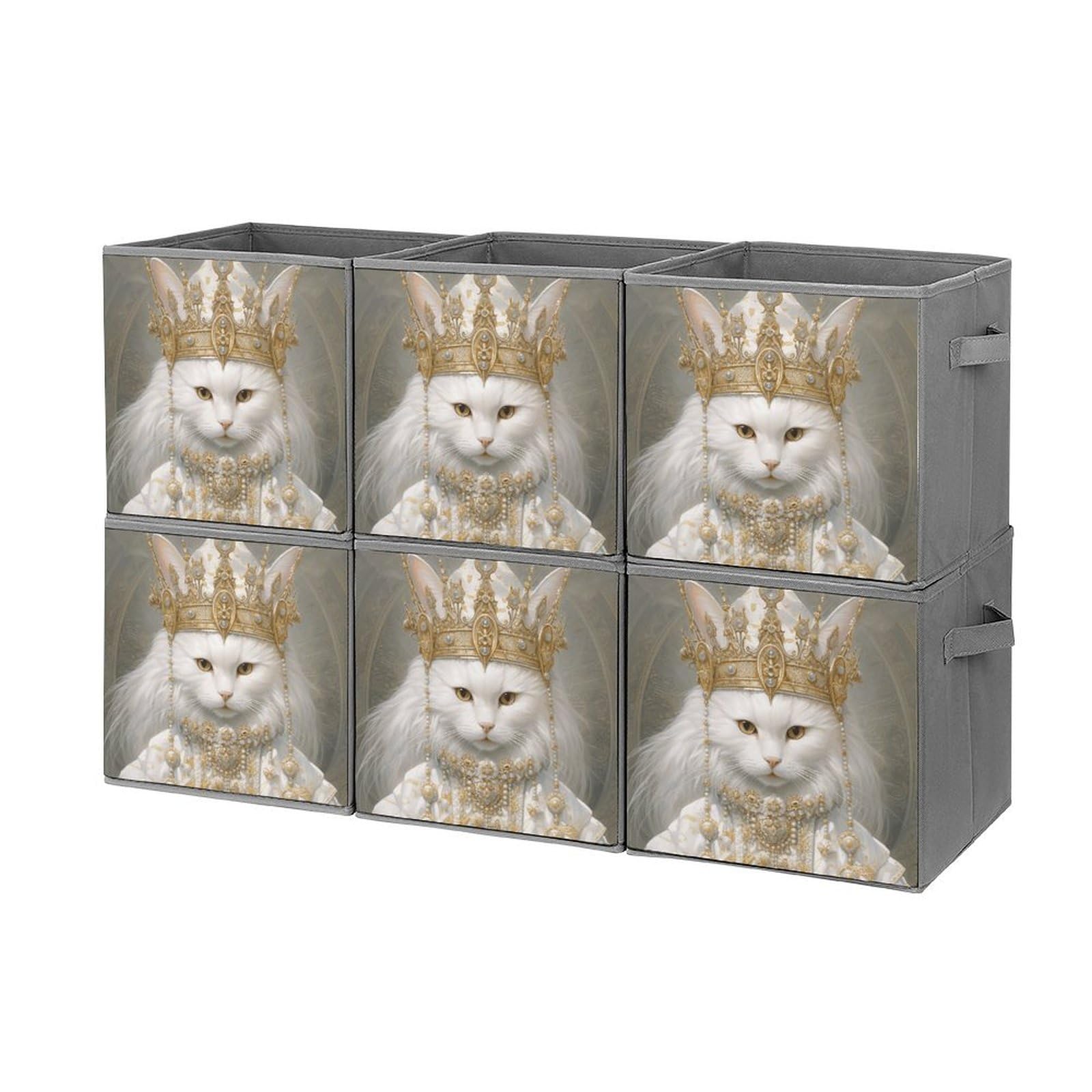 Boîtes de rangement pliables chat blanc pour organiser l'armoire des enfants