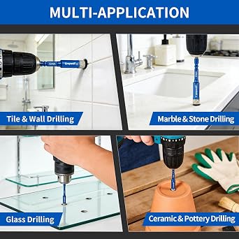 Greywolf 10 pcs Diamond Drill bit Set, Tile Drill bits, Suitable for Ceramic, Glass, Porcelain, Marble, and Granite in Drilling Holes, Hexagonal Shank Tile Drill bits with Cooling Wax, 5/6/8/10/12mm