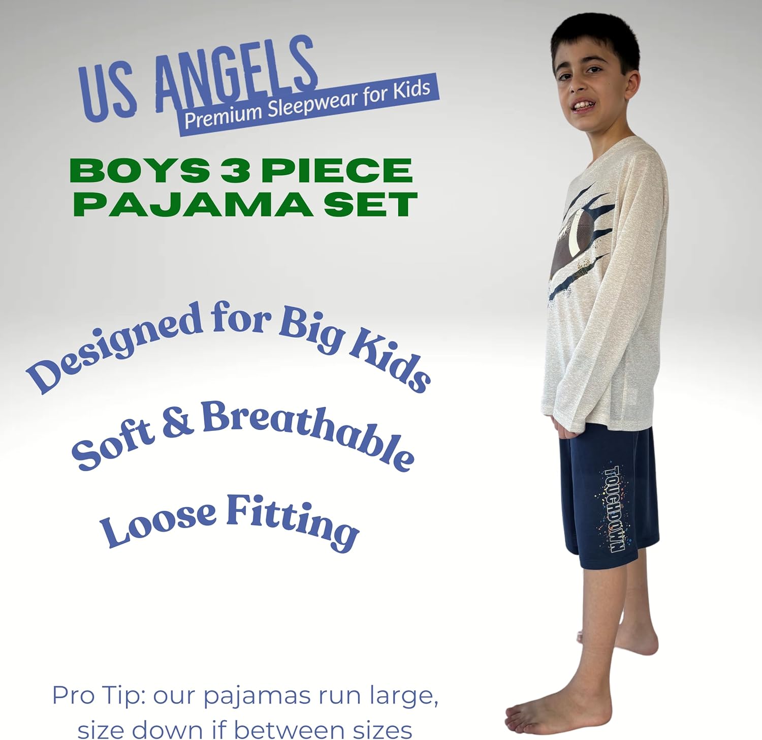 Boys Pajamas Set, 3-Piece Boys’ Sleepwear Pjs, Loose Fit, Soft, Breathable,... - Picture 24 of 71