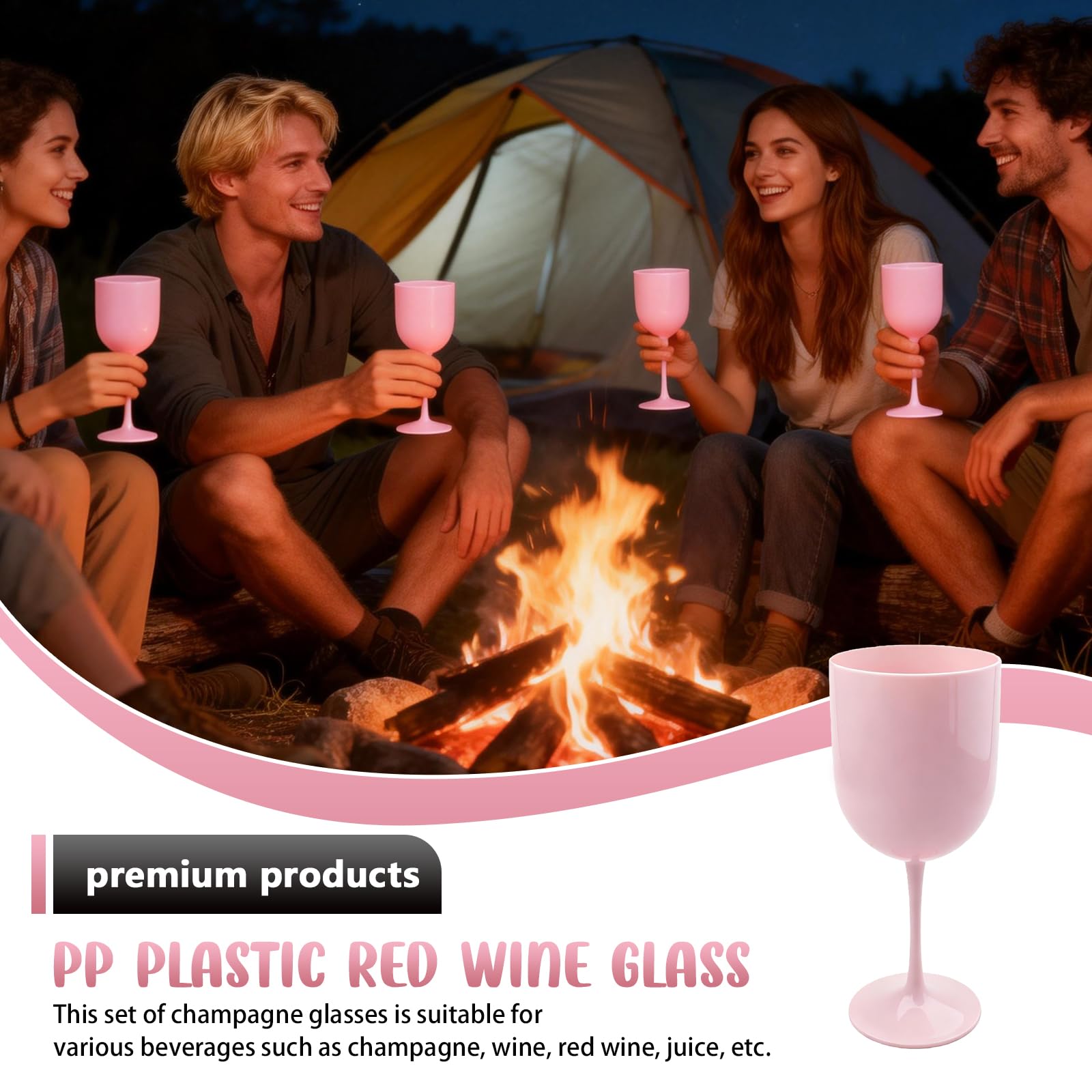 4 bicchieri da vino riutilizzabili, 480 ml, in plastica, 84 mm, in plastica, per eventi, feste, picnic, campeggio, infrangibili