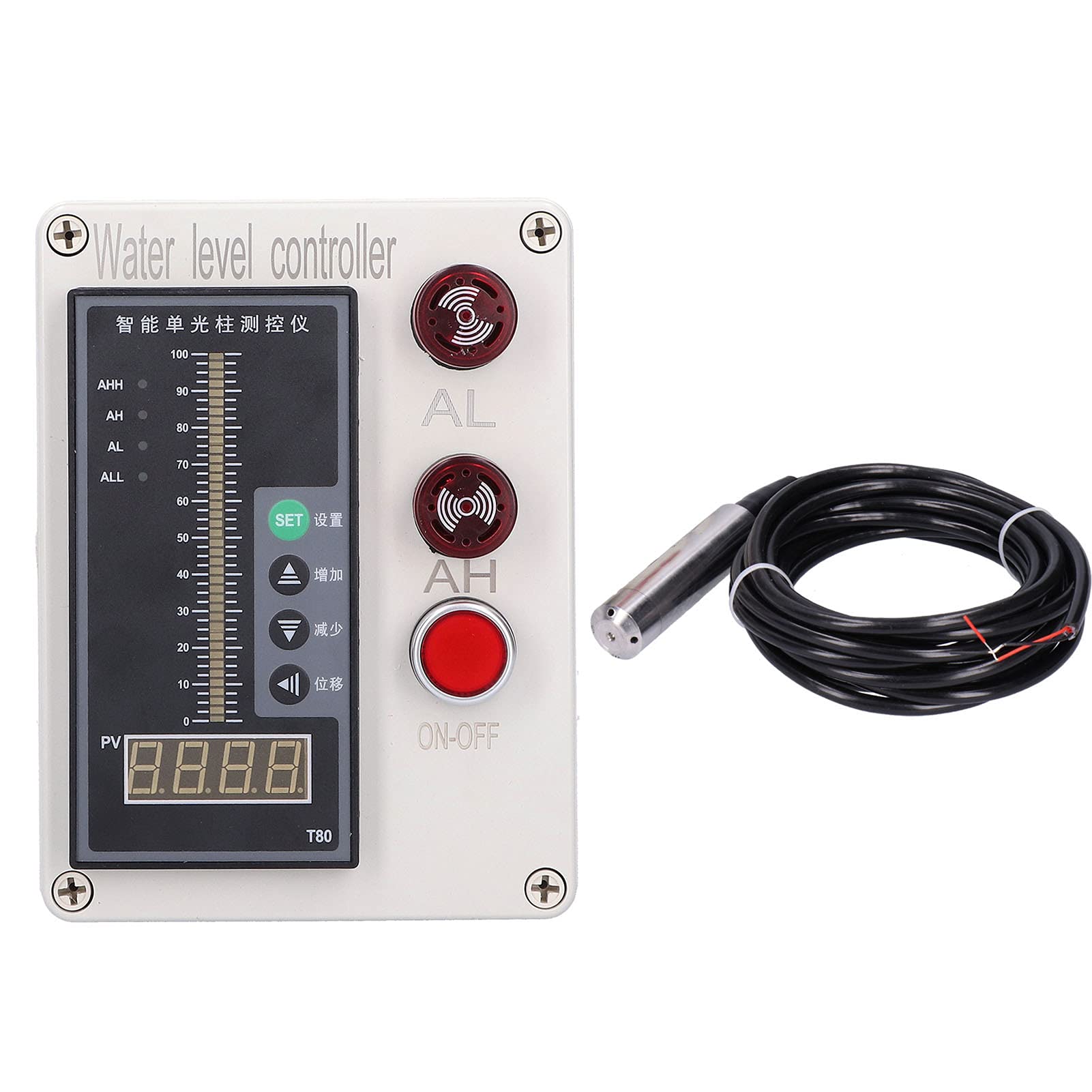 Eujgoov Water Level Control Valve, ALS-136 Liquid Level Indicator Water Level Controller Instrument with Alarm AC 200V