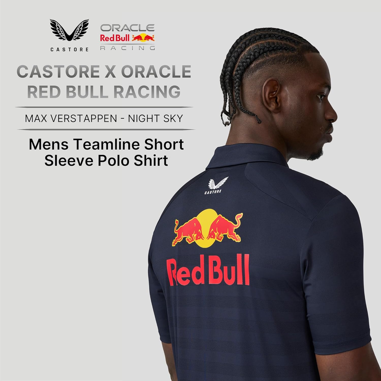 Castore Oracle Men’s Red Bull Racing F1 Team Driver Polo Shirt | Official Red Bull F1 Racing Shirt with Team & Sponsor Logos - Image 6