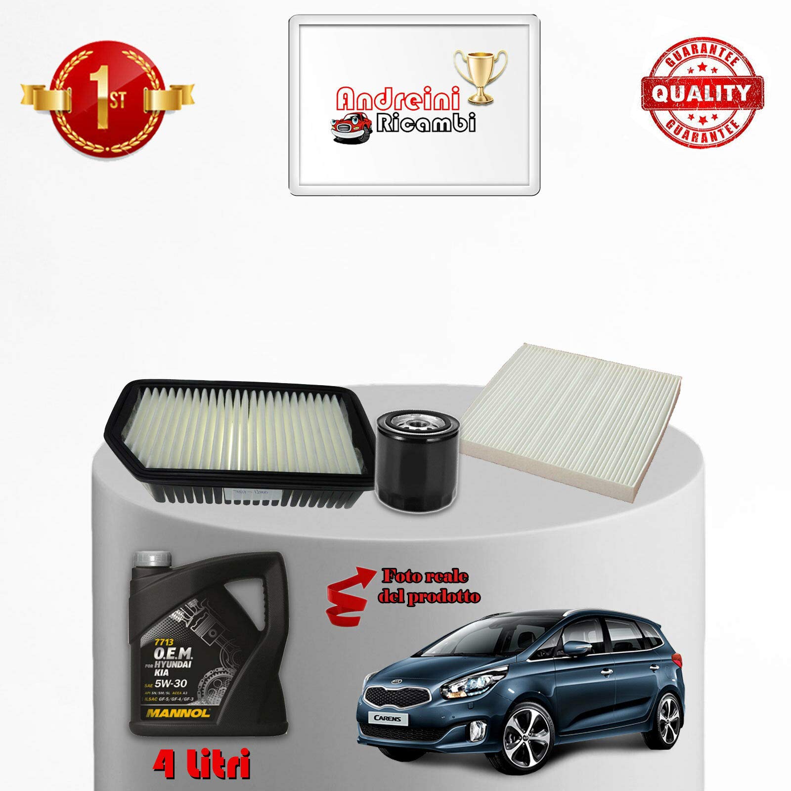 Kit Tagliando Filtri E Olio Per Kia Rio III 1.4 CRDi 66KW 90CV Dal 2015 - 4 Filtri + 6L Olio 5W30