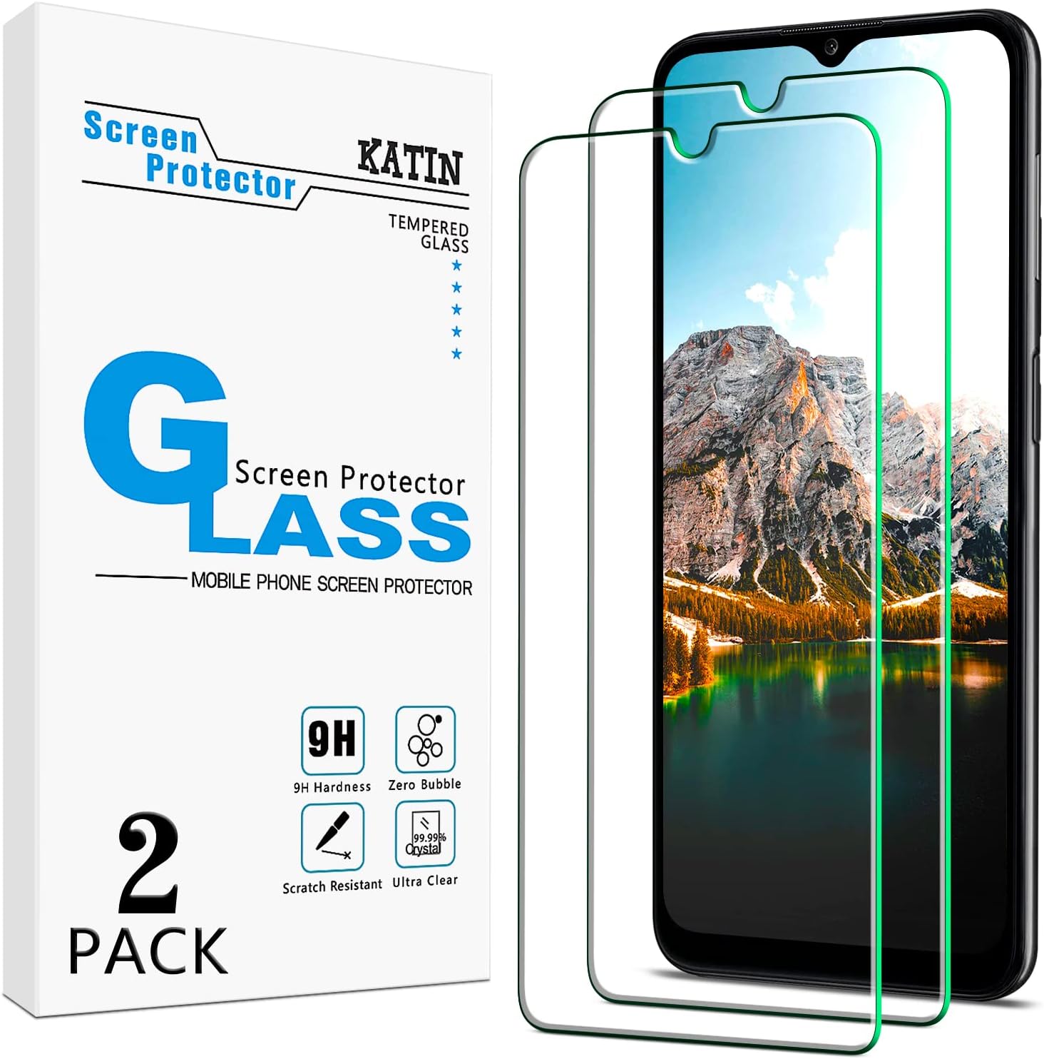 KATIN [2-Pack] Screen Protector for Samsung Galaxy A32 5G Tempered Glass, Bubble Free, Case Friendly, Easy to install