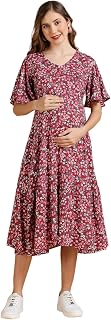 MomToBe Women's Fit and Flare Calf Length Dress Price In India