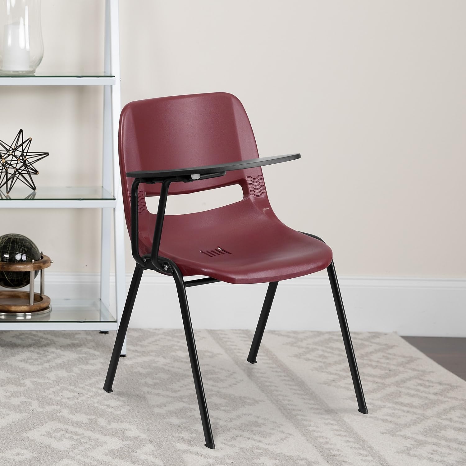 Flash Furniture 5 Pack HERCULES Series 880 lb. Capacity Burgundy Ergonomic Shell Stack Chair with Black Frame