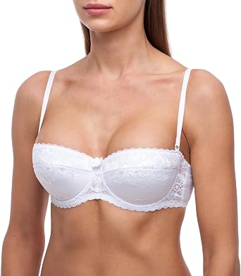 Balconette Strapless Push Up Bra, Sexy Lace, Detachable Straps