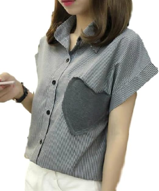 Amazon Four Clover レディース シャツ Tシャツ ポロシャツ 半袖 襟付き 夏 大きいサイズ Xl ハート 涼しい トップス ファッション カジュアル おしゃれ 安い エコバッグ付き Tシャツ カットソー 通販