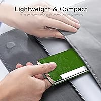 Vista 6 de Padike Tarjetero para tarjetas de visita, estuche profesional de piel sintética y acero inoxidable para múltiples tarjetas, tarjetero para tarjetas