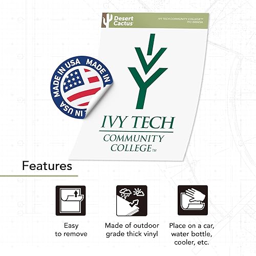 Miniatura 4 de Ivy Tech Community College of Indiana Eagles ITC - Calcomanía de vinilo para botella de agua para laptop, calcomanía para álbum de recortes (IND
