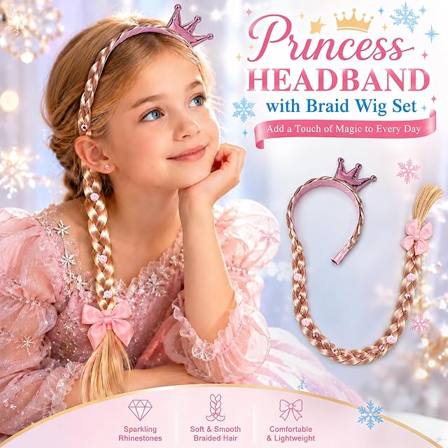 Foto 6 de 7 de ZHITENG 2 Piezas Peluca de Princesa Rapunzel, Diademas de Princesa de Copo