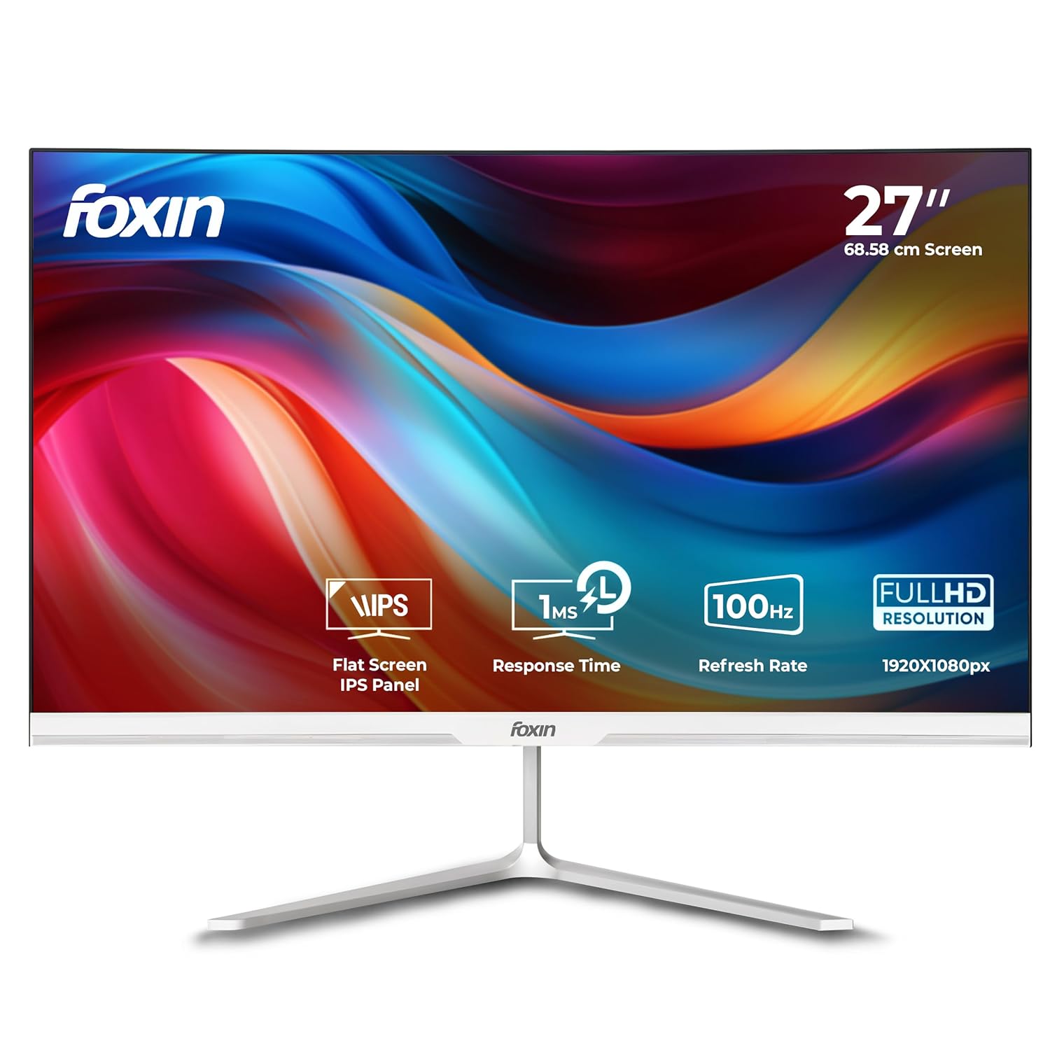 Foxin 27 Inch Full HD LED Monitor (1920 x 1080) | IPS Panel | 100Hz | True Pixel | Anti-Glare & Flicker Free | Bezel-Less | 16.7 Million Colors | Elite Series