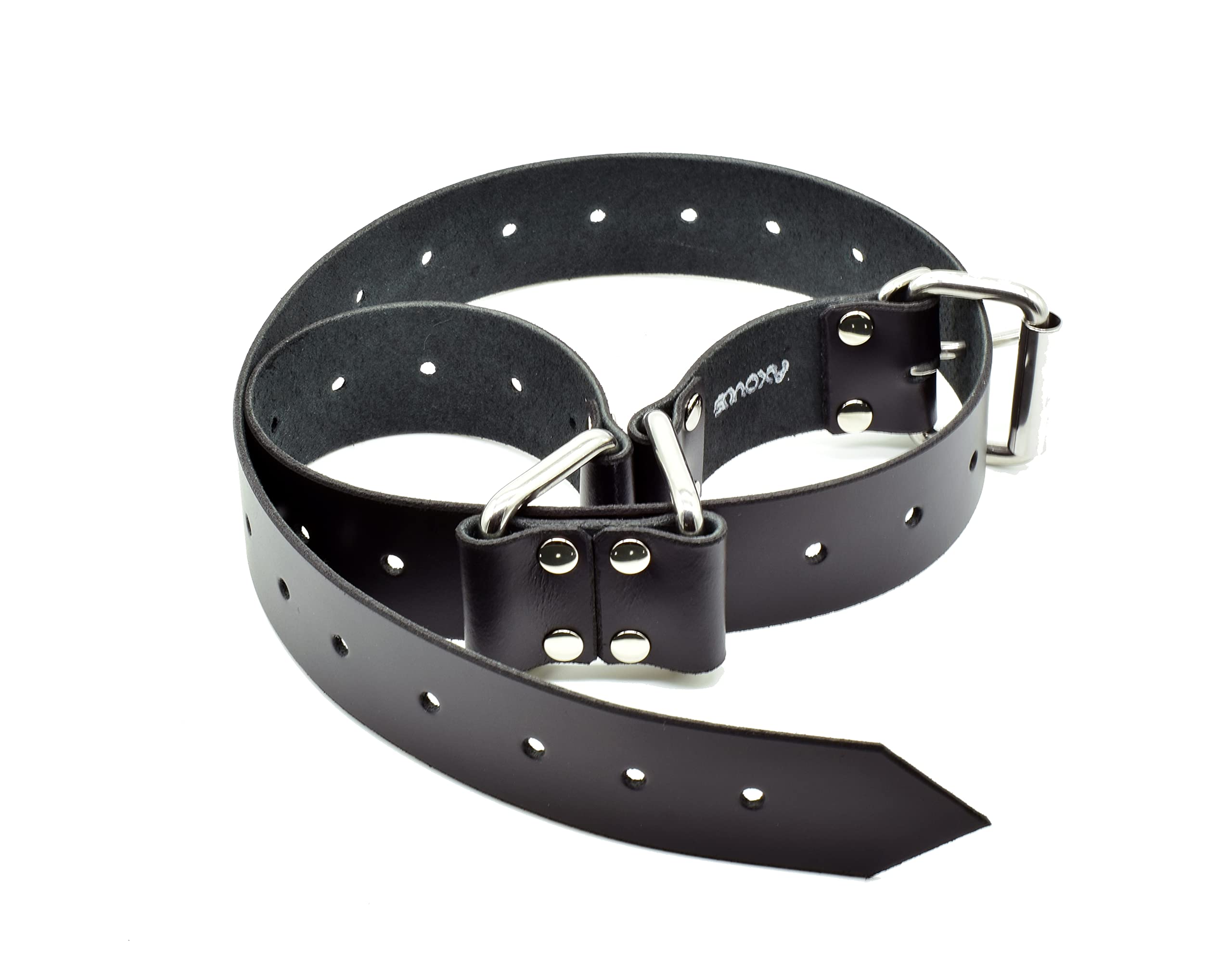 Cinturón de bondage de cuero premium Axovus para muñecas, tobillos y fetiches BDSM. También funciona como cinturón de moda mediano.