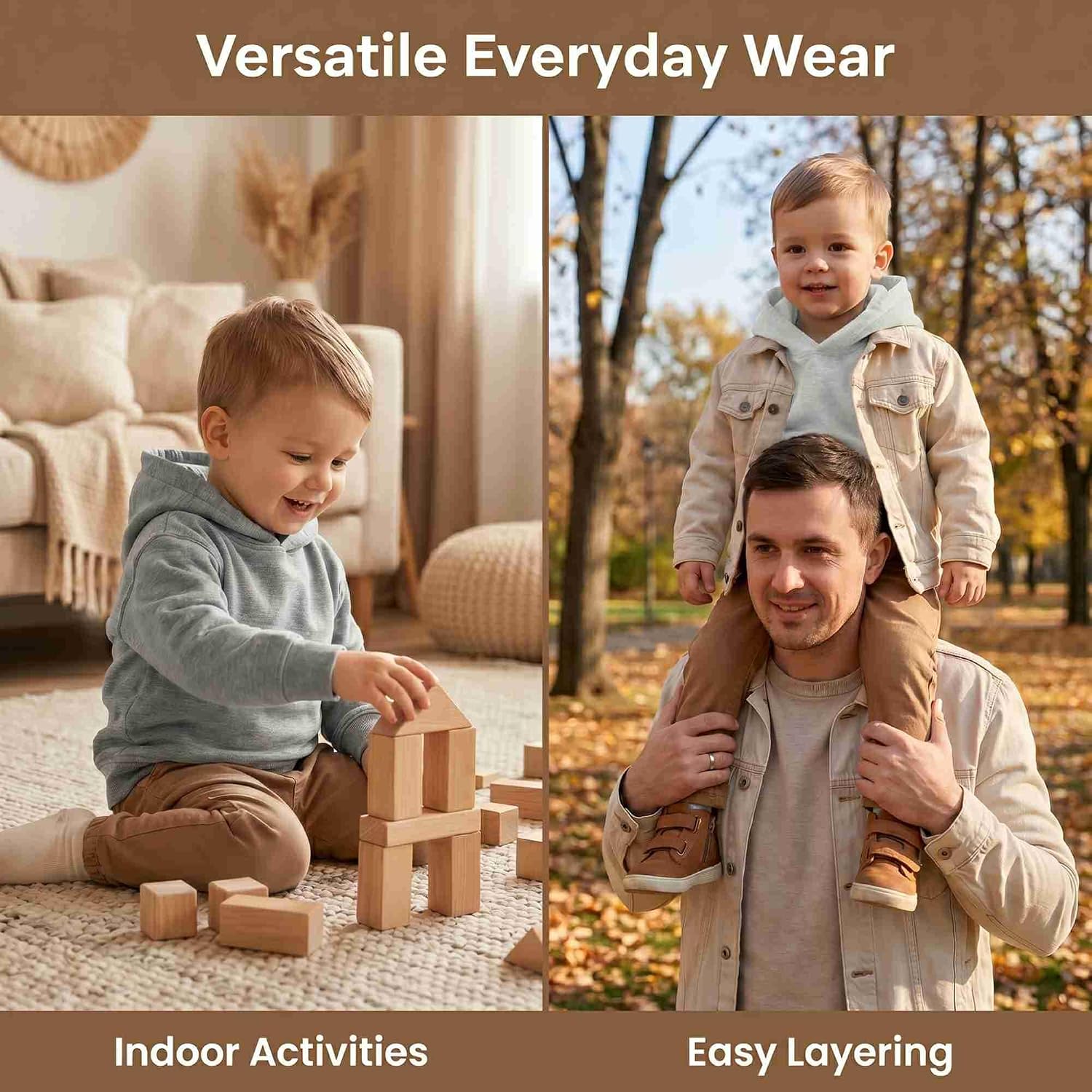COUVER Toddler Fleece Long Sleeve Hooded Pullover Sweatshirt