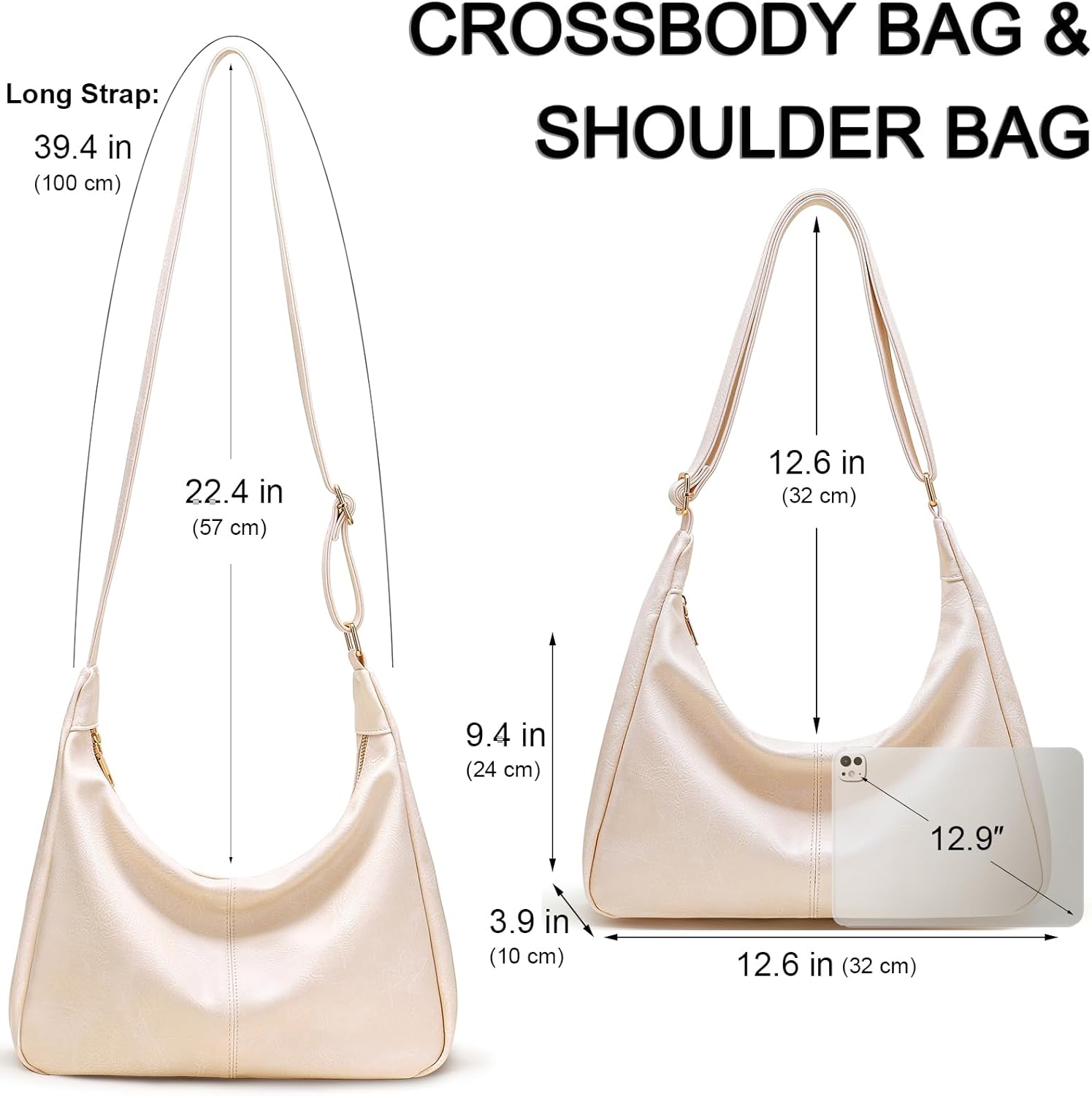 Hobo Bags for Women Retro Vegan Leather Shoulder Handbag Foldable Slouchy Tote Crossbody Purses - Image 5