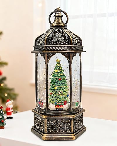 Miniatura 11 de Globo de Nieve Grande de Iglesia Navideña con Belén que se Ilumina, Globo de Nieve con Música, Globos de Nieve Blancos de Navidad de 9.84" para