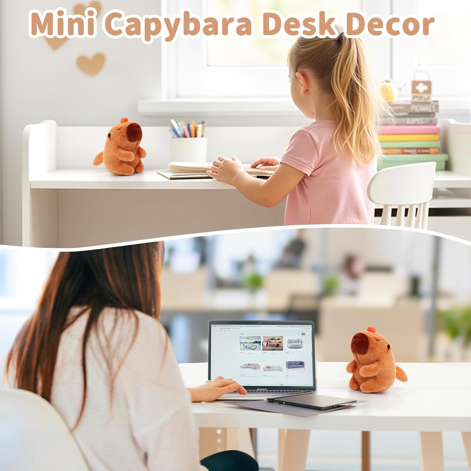 Cute Capybara Plush Toy with Shaking Tail Mini Capybara Keychain Stuff Animal Toys for Car, Desk, Back to School Gifts, Backpack Charm, Birthday Party Favor Fidget Toys for Kids Aduts (Style B)