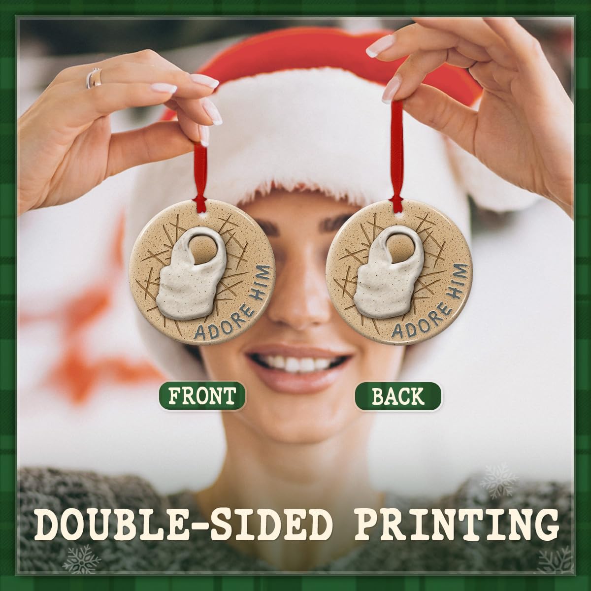 Adore Him Nativity Scene Christmas Ornament 2025 - Baby Jesus Christian Ornament, Religious Christmas Tree Decoration for Believers - Faith-Based Gift Celebrating The Birth of Jesus - Image 4