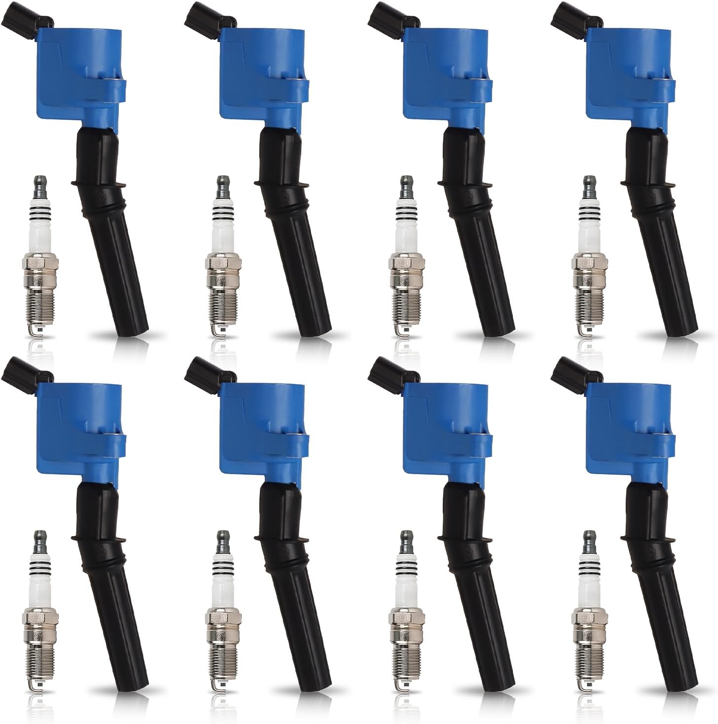 ENA Set of 8 Blue Ignition Coil and Spark Plug Compatible with Ford Crown Victoria Expedition Explorer F150 E150 E250 Navigator Town Car Grand Marquis Mountaineer 4.6L Replacement for FD503 SP413