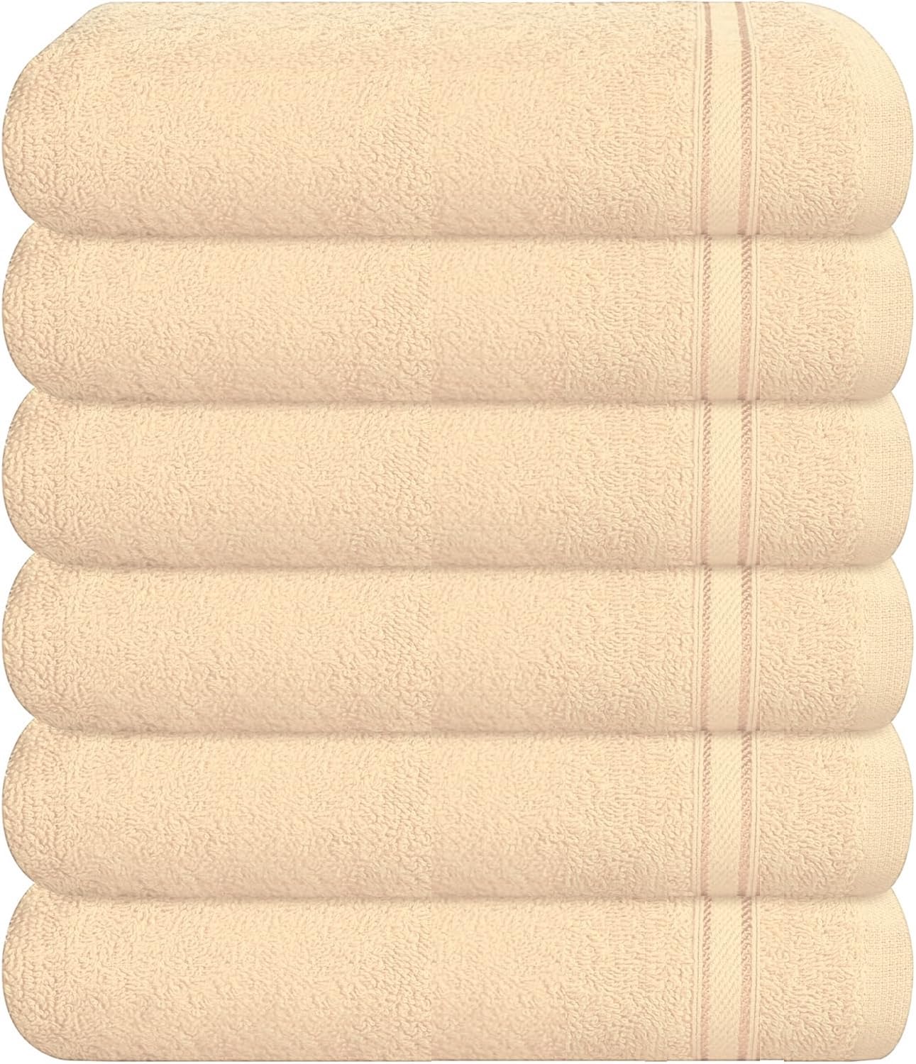 WovenWonder 6 Pack Luxury 800GSM Face Cloth Flannels 100% Egyptian Cotton Super Soft Feel Fingertip Towels Hotel Quality Washcloth for Gym, Spa, Saloon (Cream, Face Towels 6 Pack)