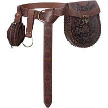 Renaissance Belt Pouch Viking Pirate Waist Bag Set | Medieval Coin Purse Skirt Hike for LARP Halloween Cosplay Accessories.
