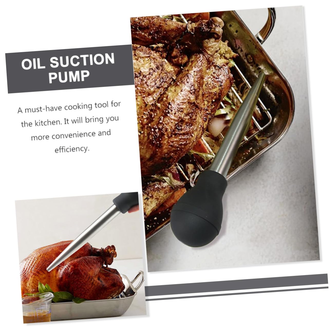 FUNOMOCYA Juice Injector Meat Suction Pump Set Barbecue Meat Injector for Turkey