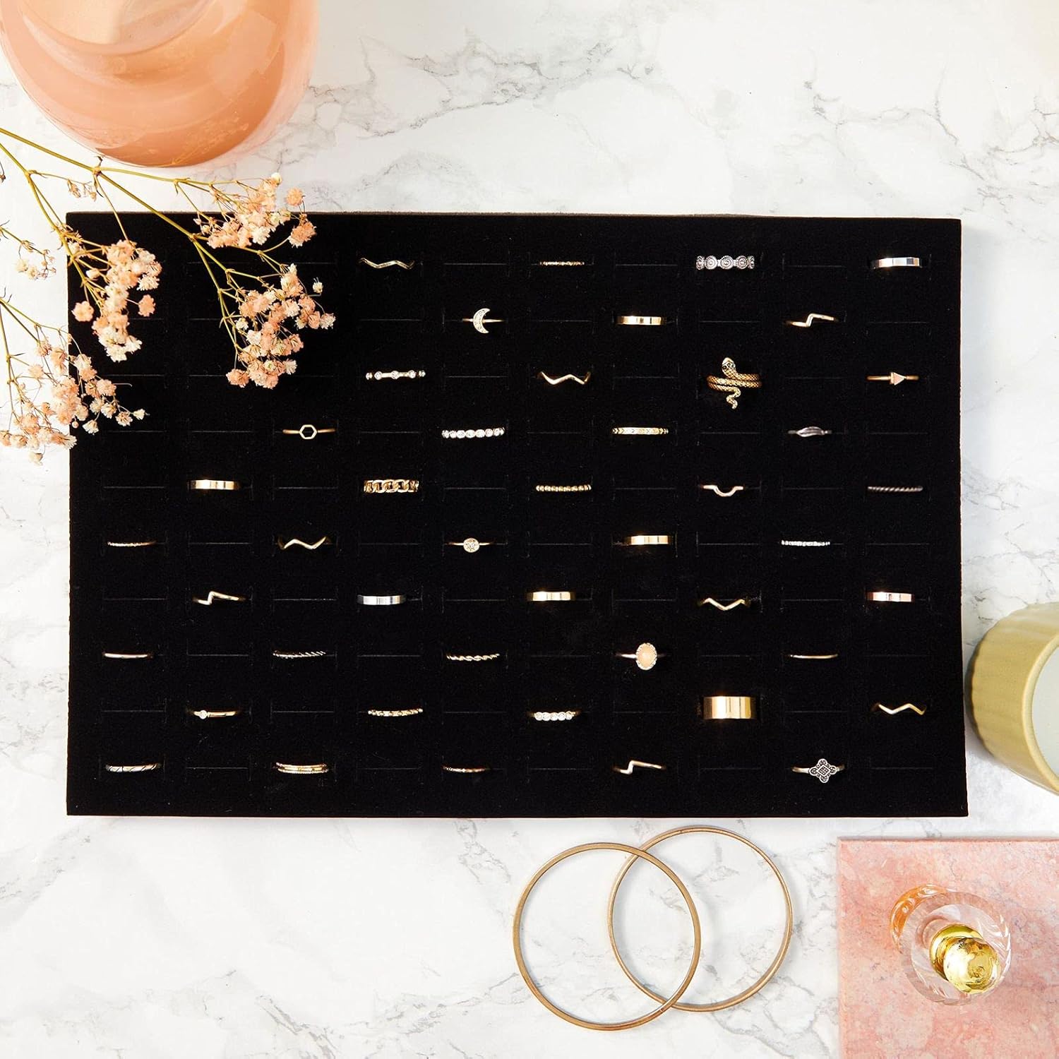 Ring Pad 5 Pack Velvet Display Tray, Foam Holder Inserts for Jewelry Case, Stand (100 Slots each, 13.4 x 9 Inches) : Clothing, Shoes & Jewelry