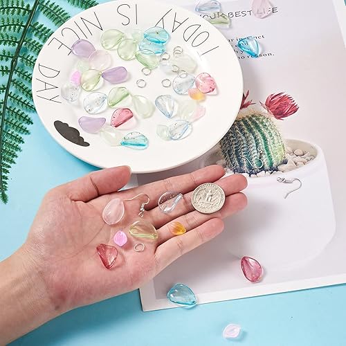 Miniatura 26 de Craftdady Dijes de cuentas de hojas de arce transparentes, colgantes colgantes de adorno para colgar, bonitos dijes para collares, pulseras, Hoja