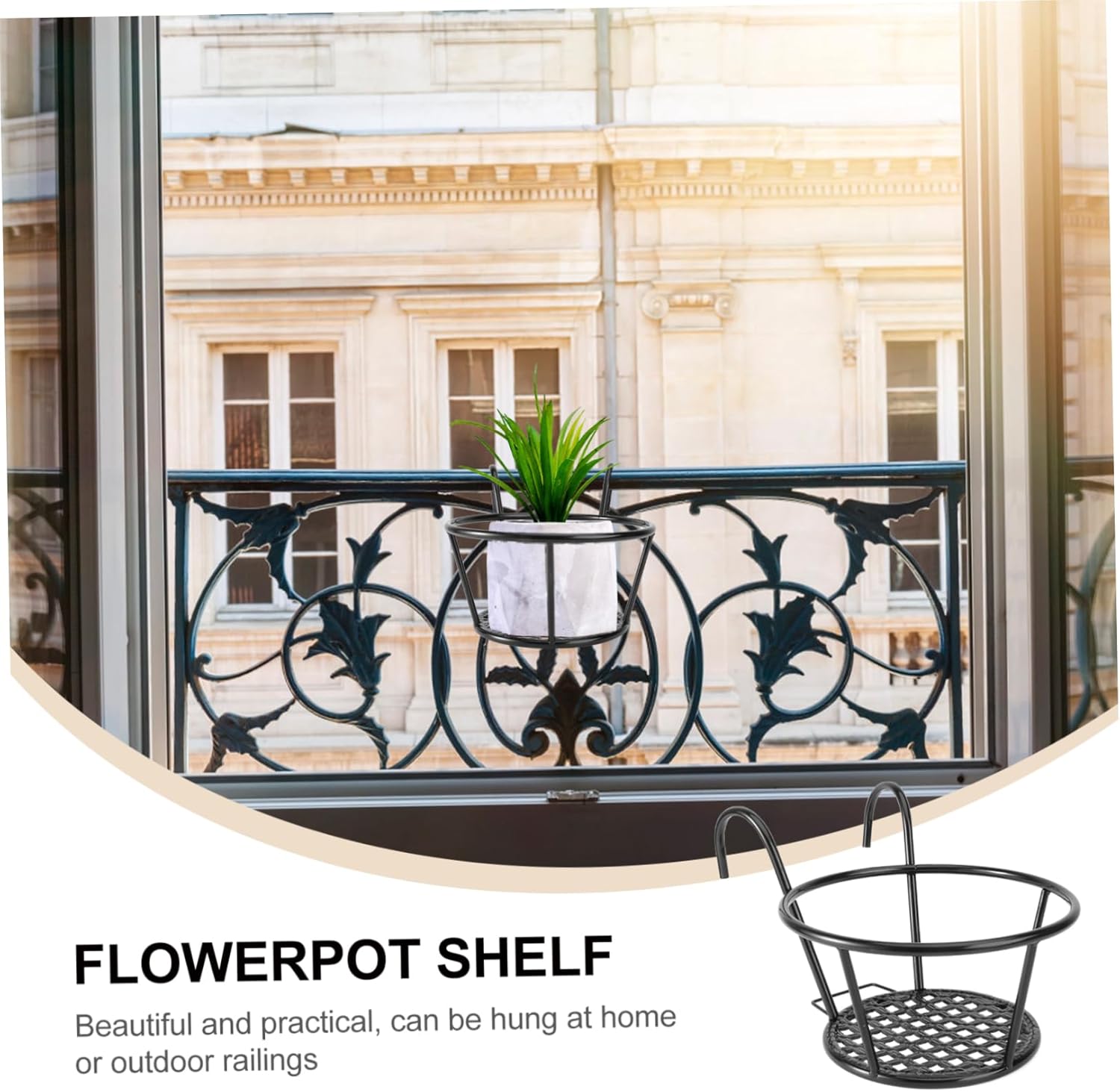 2Pcs Iron Art Hanging Flowerpot Bracket Durable Planter Shelf for Balcony Railing Black Flowerpot Stand for Easy Plant Care and Home Decor