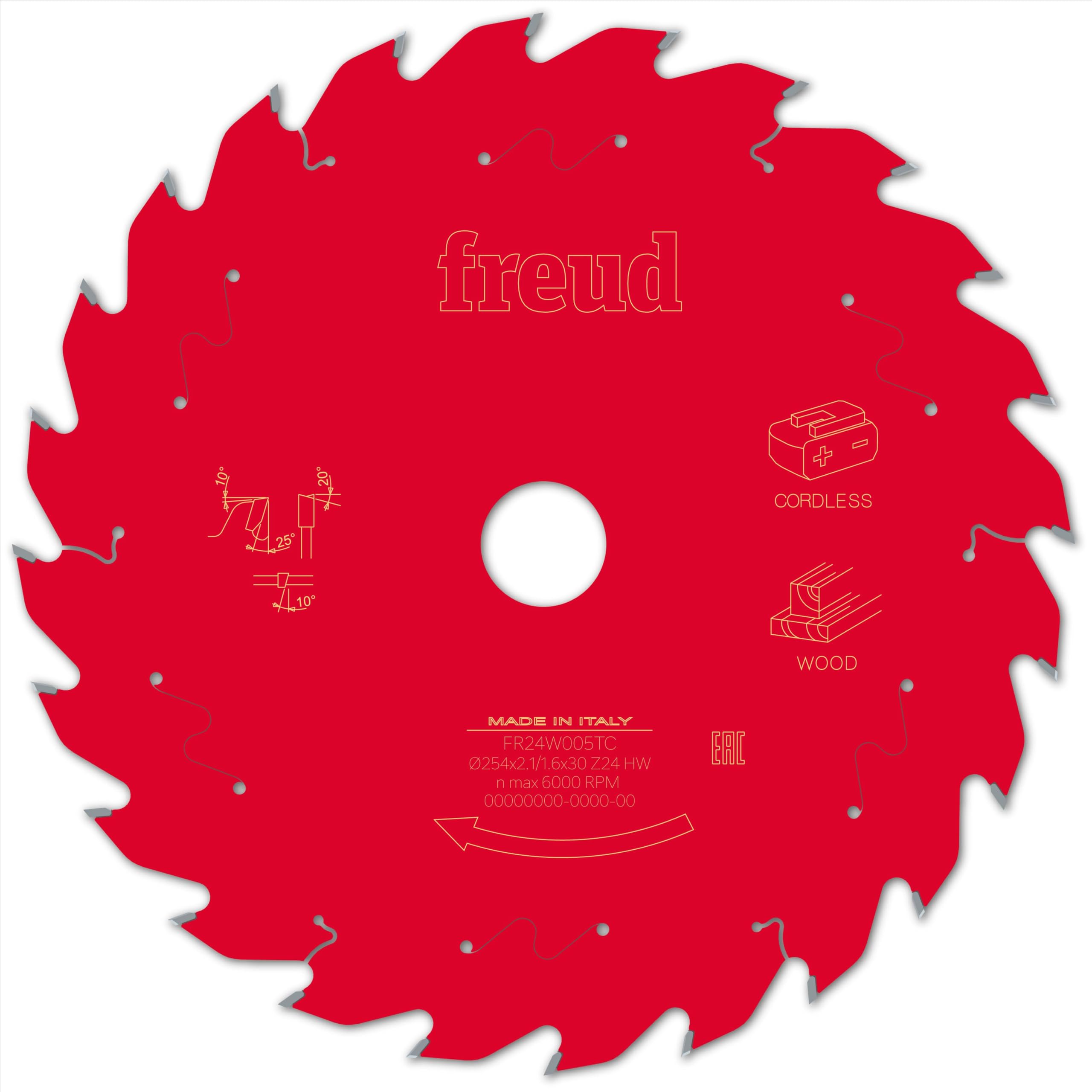 Freud Wood Table Saw Blade 254mm x 30mm 24T Cordless