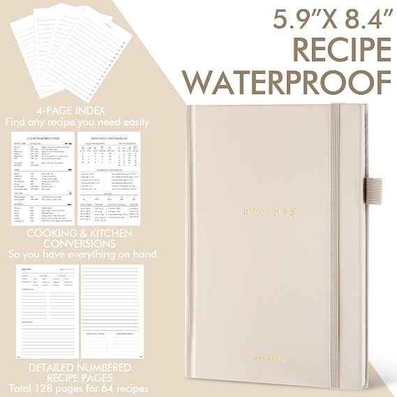 Blank Recipe Book to Write in Your Own Recipe, Beige