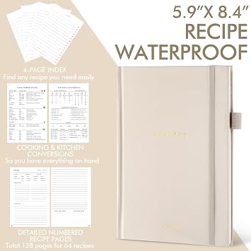 Blank Recipe Book to Write in Your Own Recipe, Beige