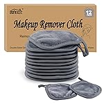 HOMEXCEL Makeup Remover Cloth 12 Pack,Reusable Makeup Remover Pads, Washable Ultra Soft Facial Cleansing Cloths For All Skin Types, 5 X 5 In, Grey