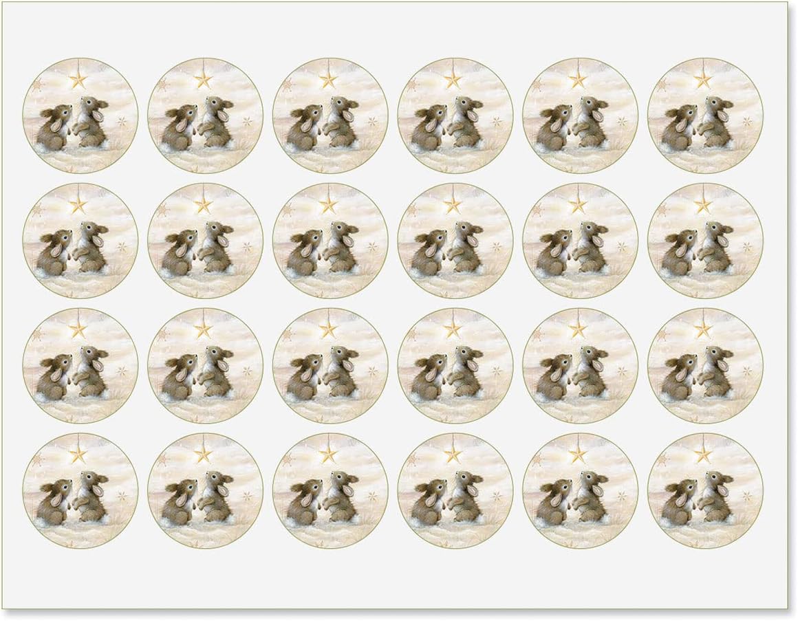 Colorful Images Snow Bunnies Christmas Cards and Seals - Set of 24 Cards, Envelopes and Seals, Card Stock, 5 x 7 Inches