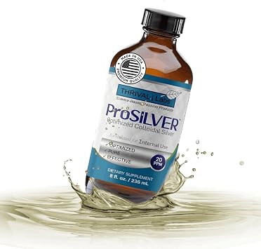 ProSILVER Blue Label 20 PPM Colloidal Silver Liquid 8oz, Optimized Bio-Active Liquid Silver Nanoparticles for Immune Support, Dark Glass Bottle - Thrival Labs